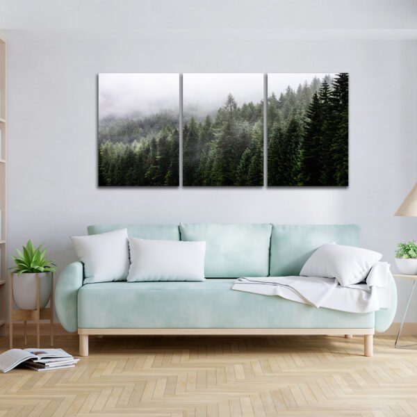 Tablou Canvas 3 Piese - Pădurea de Conifere - Detaliu Tablou Canvas nr. 31450