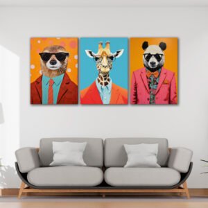 Tablou Canvas 3 Piese - Suit Up Animals - Detaliu Tablou Canvas nr. 31461