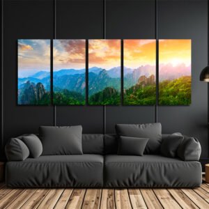 Tablou Canvas 5 Piese - Vârfurile Mărețe din Huangshan - Detaliu Tablou Canvas nr. 31509