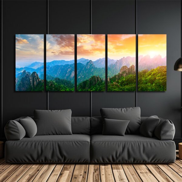 Tablou Canvas 5 Piese - Vârfurile Mărețe din Huangshan - Detaliu Tablou Canvas nr. 31509