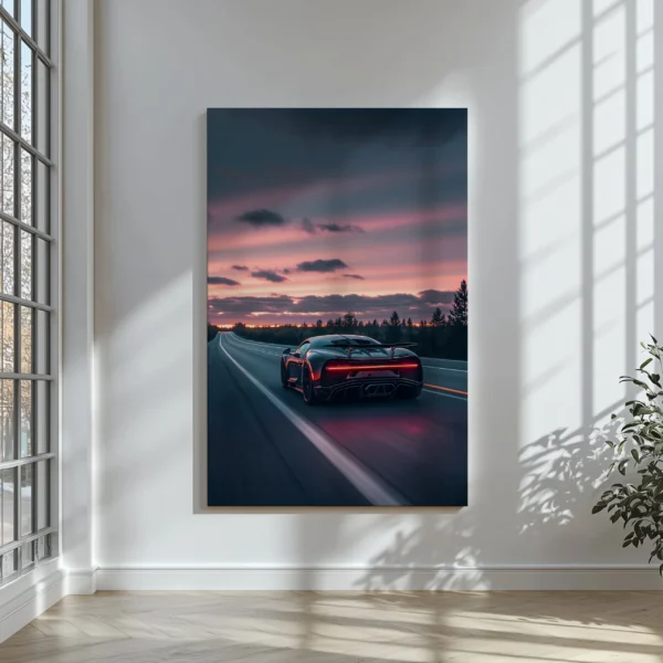 Tablou Canvas Bugatti Chiron - Viteză la Apus - Detaliu Tablou Canvas nr. 24213