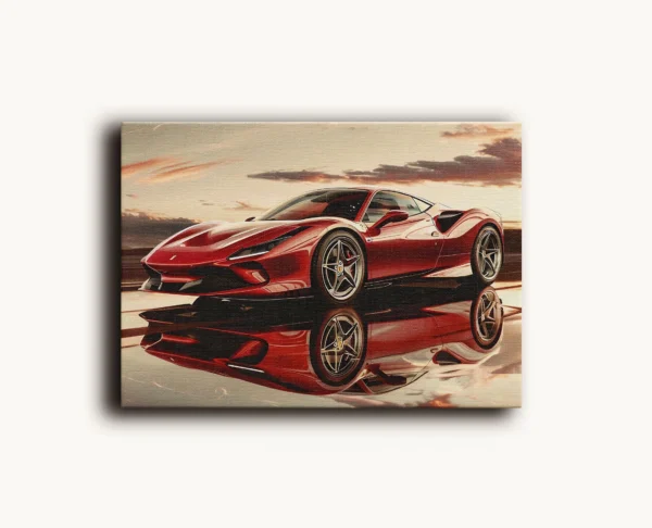 Tablou Canvas Ferrari F8 Tributo - Apus Exotic - Detaliu Tablou Canvas nr. 25551