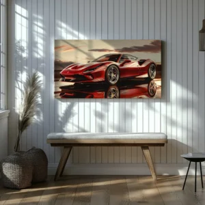 Tablou Canvas Ferrari F8 Tributo - Apus Exotic - Detaliu Tablou Canvas nr. 25552