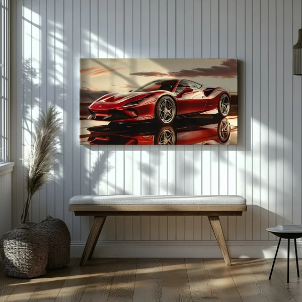 Tablou Canvas Ferrari F8 Tributo - Apus Exotic - Detaliu Tablou Canvas nr. 25552
