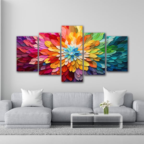 Tablou Canvas 5 Piese -  Rainbow Flower Art - Detaliu Tablou Canvas nr. 31504