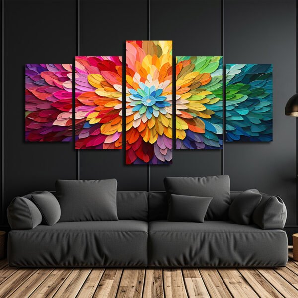 Tablou Canvas 5 Piese -  Rainbow Flower Art - Detaliu Tablou Canvas nr. 31503