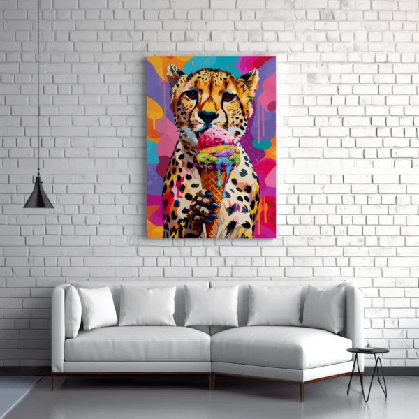 Tablou Canvas Ghepardul cu Înghețată - Detaliu Tablou Canvas nr. 29299