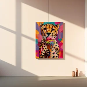 Tablou Canvas Ghepardul cu Înghețată - Detaliu Tablou Canvas nr. 29300