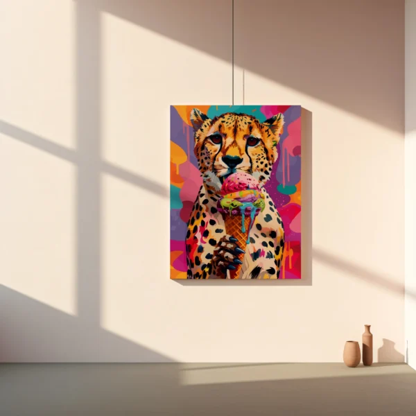 Tablou Canvas Ghepardul cu Înghețată - Detaliu Tablou Canvas nr. 29300