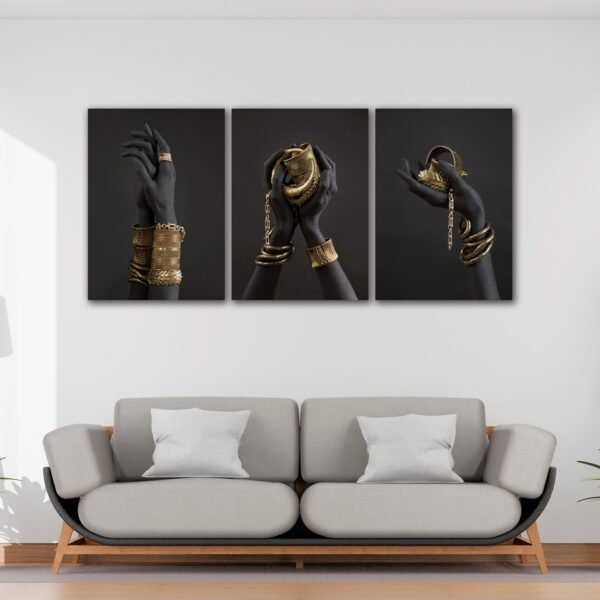 Tablou Canvas 3 Piese - Golden Touch Glamour - Detaliu Tablou Canvas nr. 31462