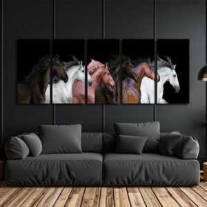 Tablou Canvas 5 Piese - Mystic Horses - Detaliu Tablou Canvas nr. 31513