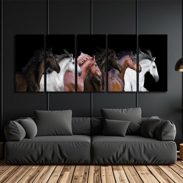Tablou Canvas 5 Piese - Mystic Horses - Detaliu Tablou Canvas nr. 31513