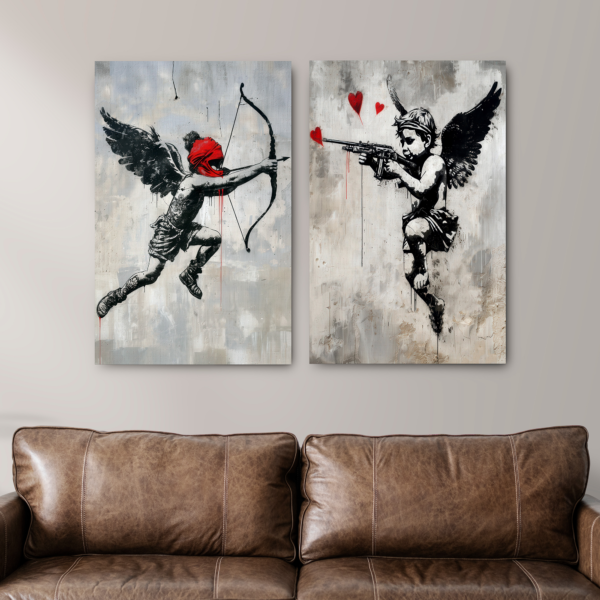 Tablou Canvas 2 Piese - Street Art Cupids - Detaliu Tablou Canvas nr. 31426