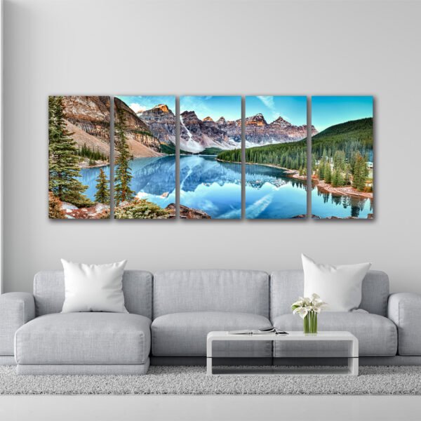 Tablou Canvas 5 Piese - Moraine Lake - Detaliu Tablou Canvas nr. 31512