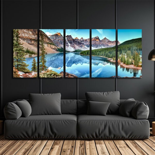 Tablou Canvas 5 Piese - Moraine Lake - Detaliu Tablou Canvas nr. 31511