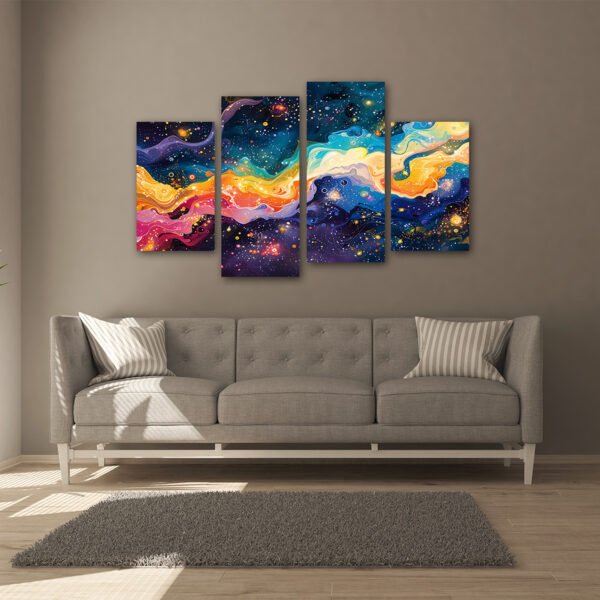 Tablou Canvas 4 Piese - Cosmic Fluid Art - Detaliu Tablou Canvas nr. 31470