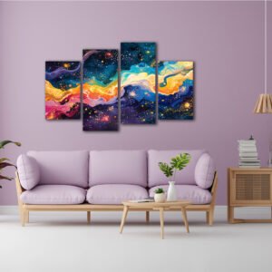 Tablou Canvas 4 Piese - Cosmic Fluid Art - Detaliu Tablou Canvas nr. 31471