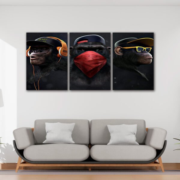 Tablou Canvas 3 Piese - Urban Monkeys - Detaliu Tablou Canvas nr. 31463