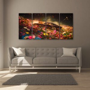 Tablou Canvas 4 Piese - Ferrari Clasic Fantezie Florala - Detaliu Tablou Canvas nr. 31488