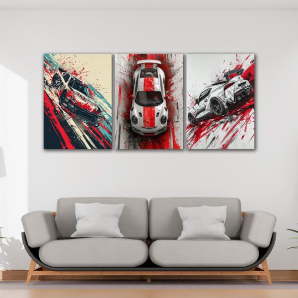 Tablou Canvas 3 Piese - Racing Splash Art - Detaliu Tablou Canvas nr. 31464