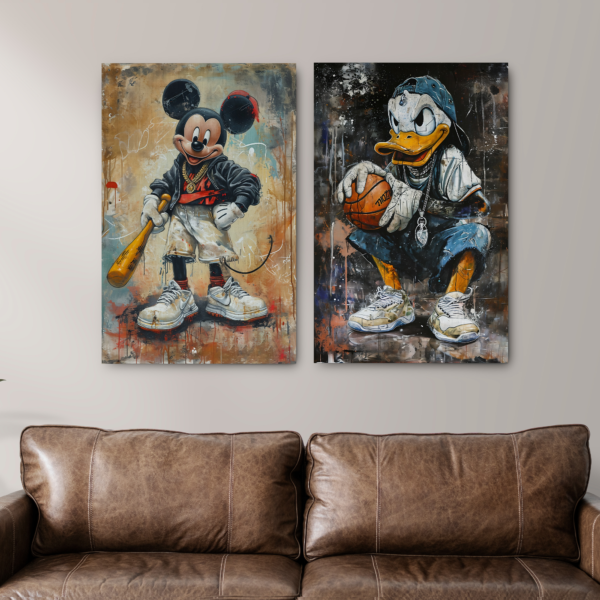 Tablou Canvas 2 Piese - Mickey & Donald Streetwear - Detaliu Tablou Canvas nr. 31428