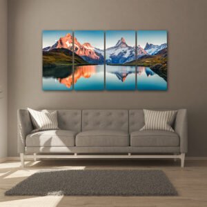 Tablou Canvas 4 Piese - Apus Alpin - Detaliu Tablou Canvas nr. 31490
