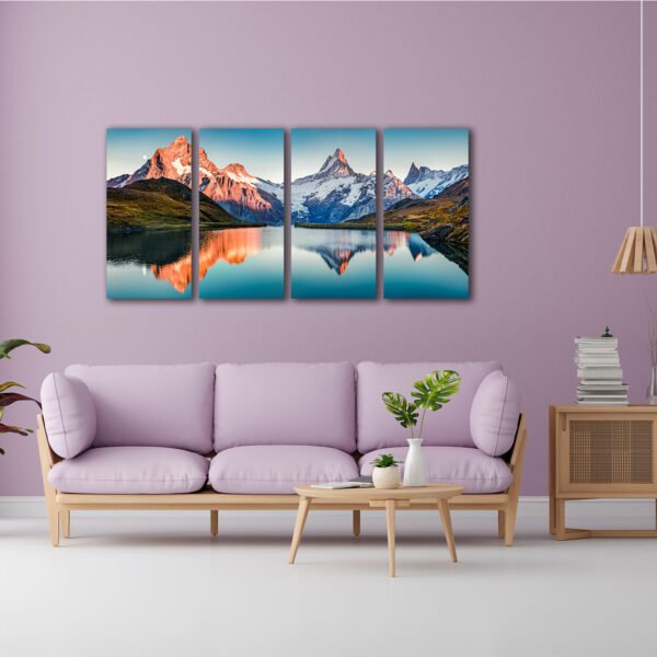 Tablou Canvas 4 Piese - Apus Alpin - Detaliu Tablou Canvas nr. 31491