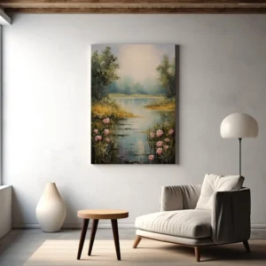 Tablou Canvas Lacul cu Flori Roz - Detaliu Tablou Canvas nr. 22865
