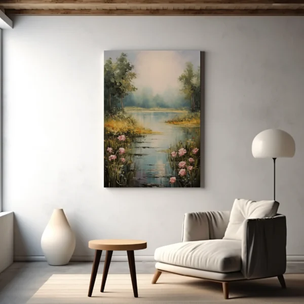 Tablou Canvas Lacul cu Flori Roz - Detaliu Tablou Canvas nr. 22865