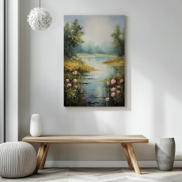 Tablou Canvas Lacul cu Flori Roz - Detaliu Tablou Canvas nr. 22864