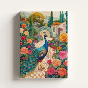 Tablou Canvas Păun Regal în Grădină Mediteraneană