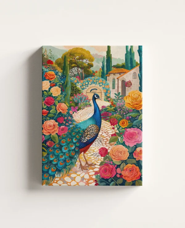 Tablou Canvas Păun Regal în Grădină Mediteraneană