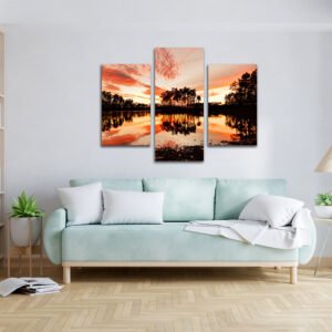 Tablou Canvas 3 Piese -  Incendiu pe Cer - Detaliu Tablou Canvas nr. 31456