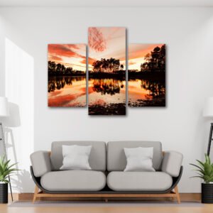 Tablou Canvas 3 Piese -  Incendiu pe Cer - Detaliu Tablou Canvas nr. 31457