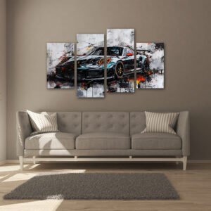 Tablou Canvas 4 Piese - Porsche 911 Abstract - Detaliu Tablou Canvas nr. 31474