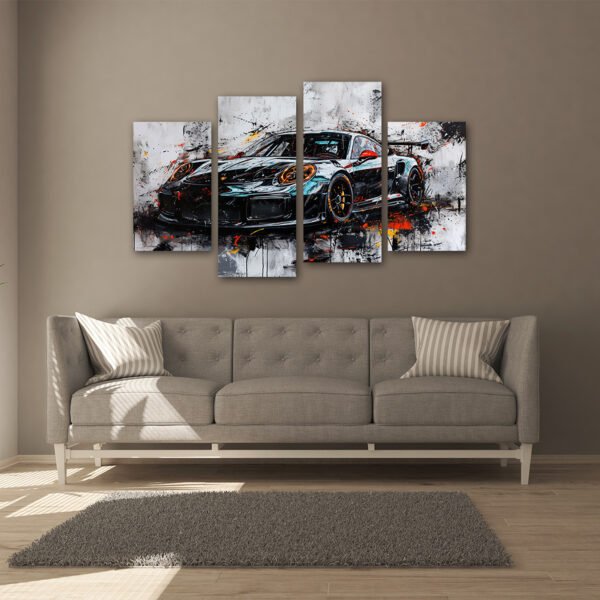 Tablou Canvas 4 Piese - Porsche 911 Abstract - Detaliu Tablou Canvas nr. 31474
