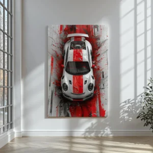 Tablou Canvas Viteză Artistică în Alb și Roșu - Detaliu Tablou Canvas nr. 24895