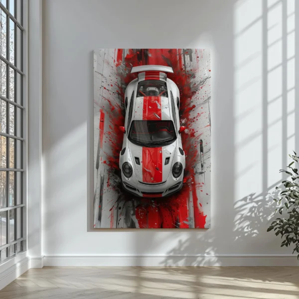 Tablou Canvas Viteză Artistică în Alb și Roșu - Detaliu Tablou Canvas nr. 24895