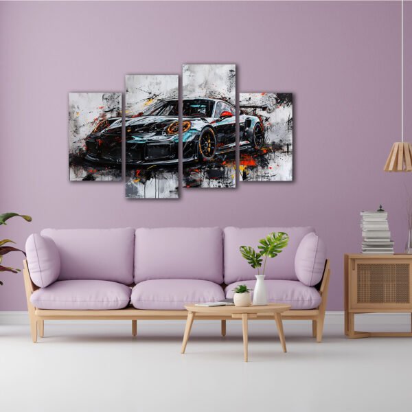 Tablou Canvas 4 Piese - Porsche 911 Abstract - Detaliu Tablou Canvas nr. 31475