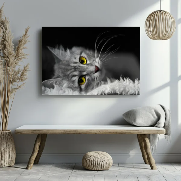 Tablou Canvas Pisică Gri - Detaliu Tablou Canvas nr. 28387