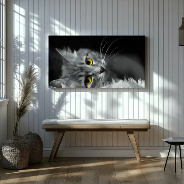Tablou Canvas Pisică Gri - Detaliu Tablou Canvas nr. 28388