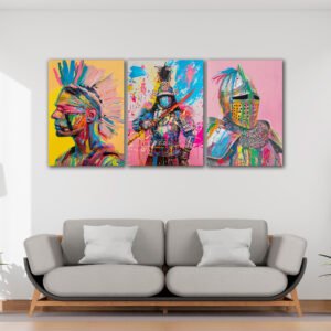 Tablou Canvas 3 Piese - Pop-Art Warriors - Detaliu Tablou Canvas nr. 31465