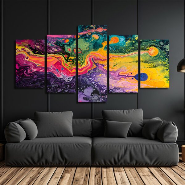 Tablou Canvas 5 Piese -  Neon Fluid Art - Detaliu Tablou Canvas nr. 31500