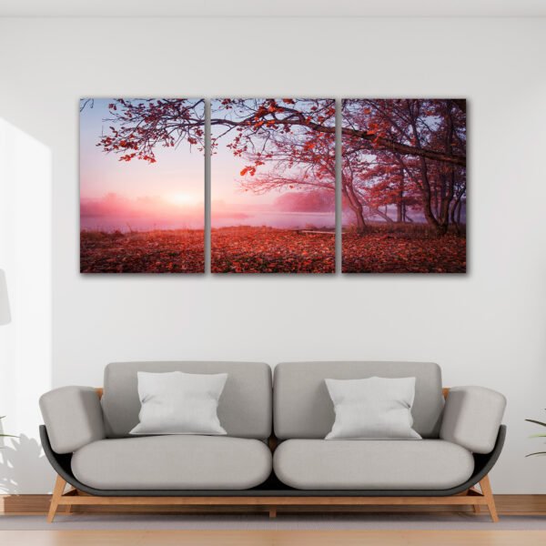 Tablou Canvas 3 Piese - Răsărit Auriu de Toamnă - Detaliu Tablou Canvas nr. 31443