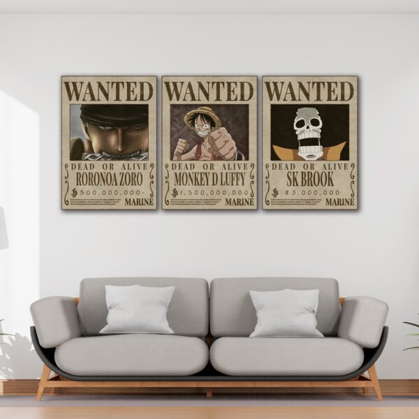 Tablou Canvas 3 Piese - One Piece Wanted Posters - Detaliu Tablou Canvas nr. 31460