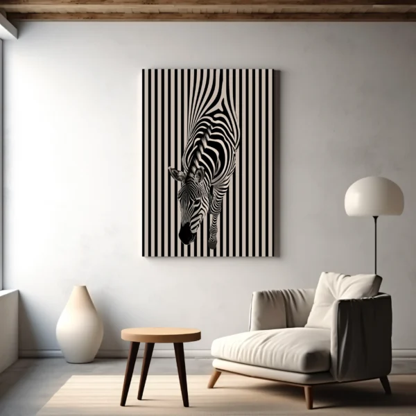 Tablou Canvas Zebră cu Dungi Optice - Detaliu Tablou Canvas nr. 26644