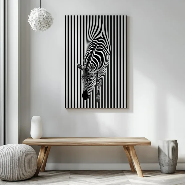 Tablou Canvas Zebră cu Dungi Optice - Detaliu Tablou Canvas nr. 26643